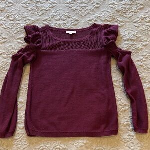 LC Lauren Conrad Deep Purple “cold shoulder” Knit Top